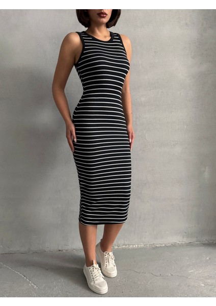 Kadın Çizgili Kolsuz Esnek Elbise fiyatları