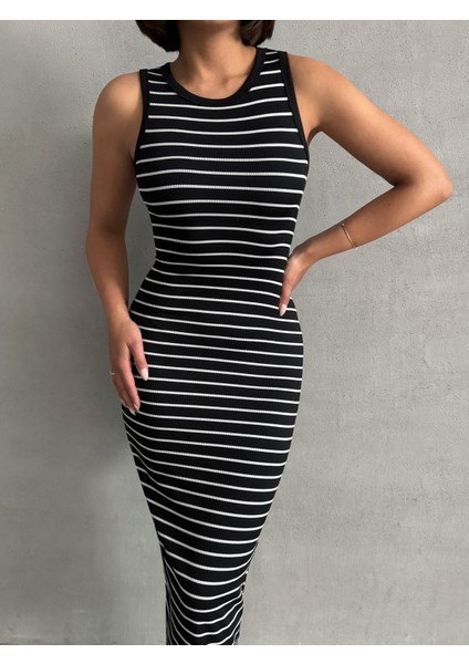 Kadın Çizgili Kolsuz Esnek Elbise indirimleri