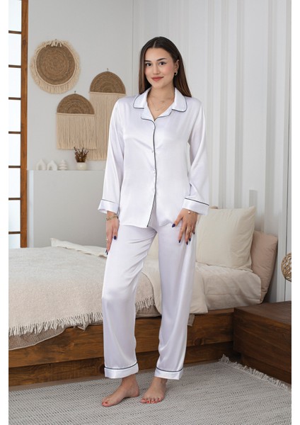 Beyaz Saten Pijama Takımı fiyatları