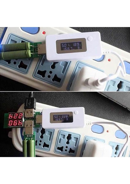 USB Voltmetre Ampermetre Test Cihazı - Dijital LED Göstergeli USB Volt Amper Ölçer