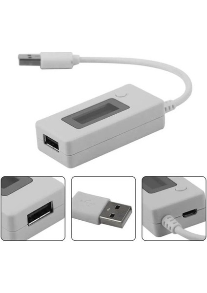 USB Voltmetre Ampermetre Test Cihazı - Dijital LED Göstergeli USB Volt Amper Ölçer