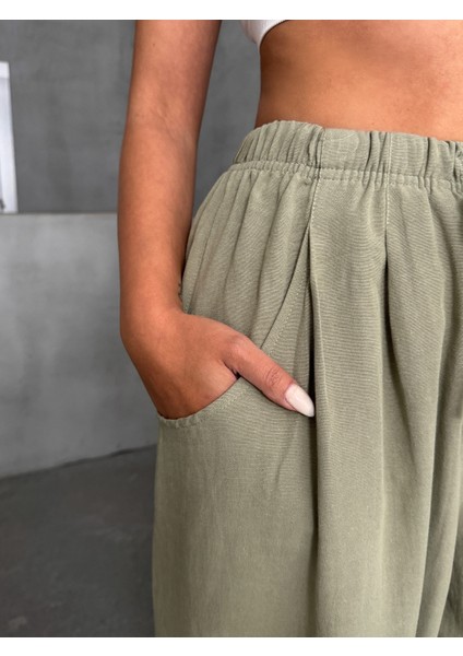 Kadın Keten Dokulu Balon Pantolon modelleri