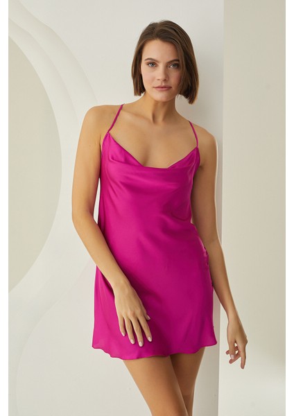 Fuşya Silky Kısa Gecelik modelleri
