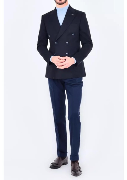 Modern Slim Fit Dar Kesim Kruvaze Erkek Viskon CEKET-KAV5251W