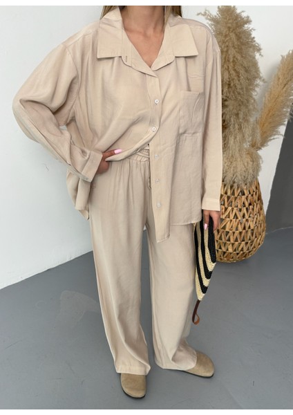 Kadın Oversize Modal Gömlek Pantolon Takım