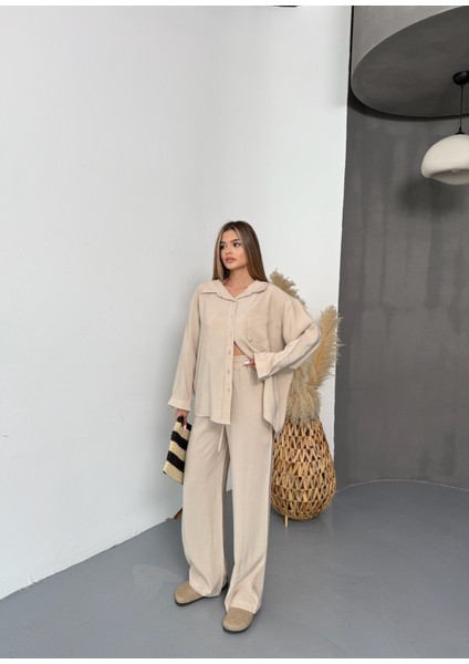 Kadın Oversize Modal Gömlek Pantolon Takım modelleri