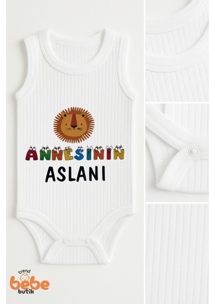 Annesinin Aslanı Yazılı Bebek Çıtçıtlı Zıbın Body | 6-36 Ay | Pamuk Yazlık Atlet Tulum fiyatları