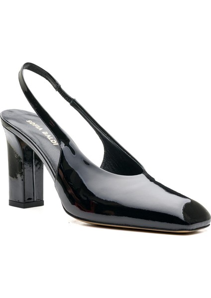 Aclen Siyah Rugan Kadın Kalın Topuk