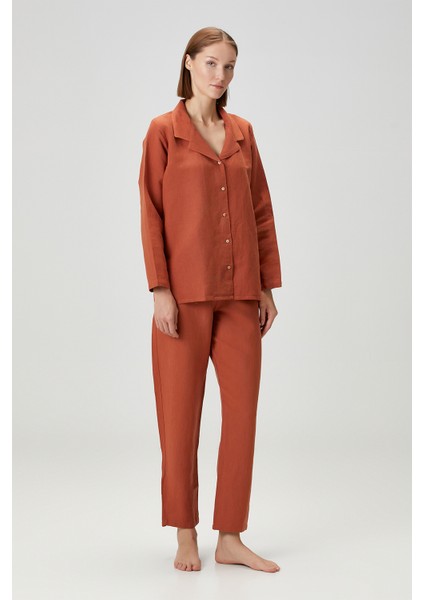 Lino Keten Gömlek Pijama Kiremit fiyatları