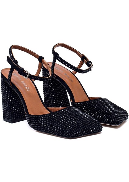 Ronato Siyah Süet Kadın Kalın Topuk modelleri