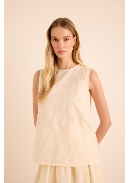 Brode Kumaştan Cotton Kolsuz Bluz modelleri