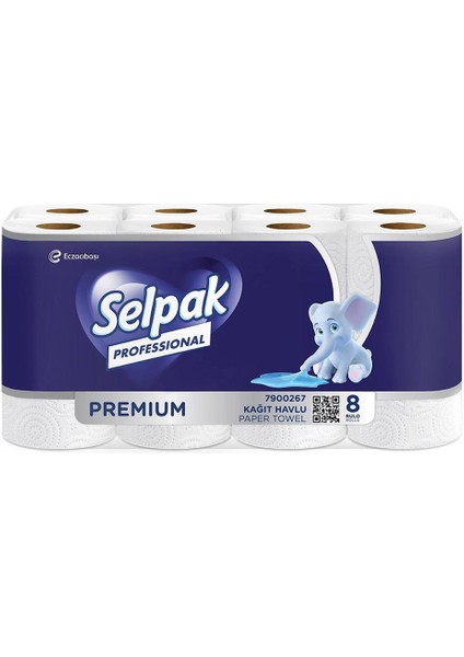 Professional Premium Kağıt Havlu Çift Katlı 23 x 13.4 cm 85 Yaprak - 8 Adet (7906610)
