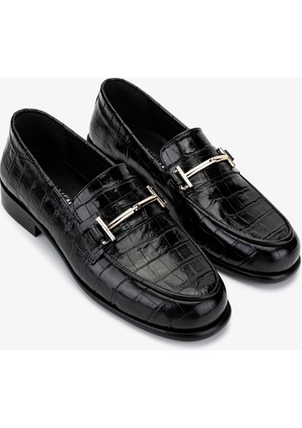 Kadın Hakiki Deri Siyah Kroko Loafer Ayakkabı 1122 2580 Bn Ayk Y25 Sıyah Kroko fiyatları