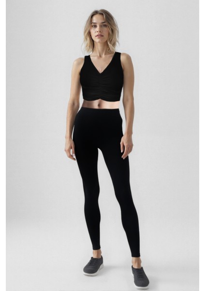 Önü Büzgülü Crop Sporcu Atlet