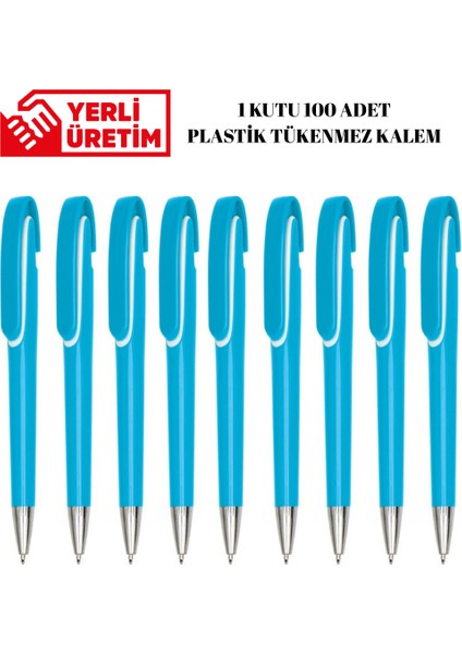 Plastik Tükenmez Kalem 100 Adet Basmalı Tükenmez Kalem Okul Iş Ofis Tükenmez Kalem