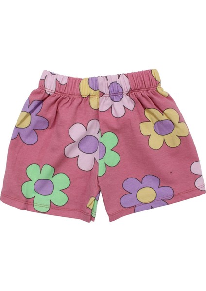 Kız Çocuk Mürdüm Renkli Papatya Desenli Şortlu 2'li Takım - 1015976 modelleri
