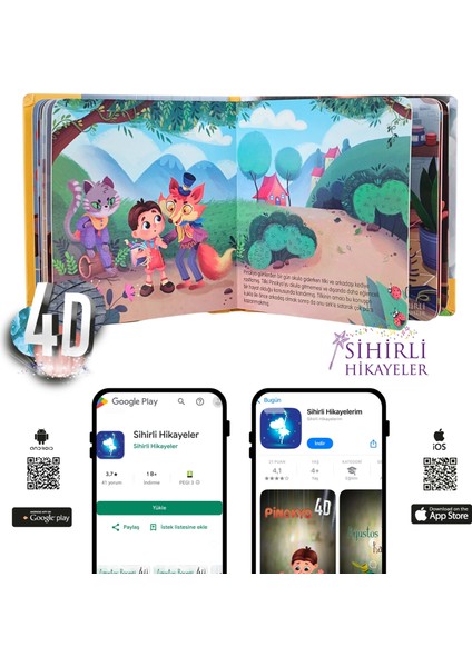 Pinokyo Çocuk Kitabı Canlanan Kitap Pedagog Onaylı Canlanan Masal Kahramanları 4d