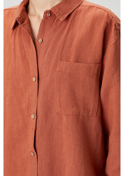 Lino Keten Gömlek Pijama Kiremit fırsatları