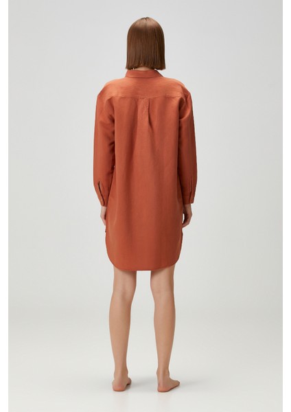 Lino Keten Gömlek Pijama Kiremit indirimleri