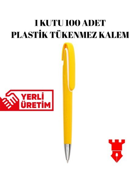 Plastik Tükenmez Kalem 100 Adet Basmalı Tükenmez Kalem Okul Iş Ofis Tükenmez Kalem
