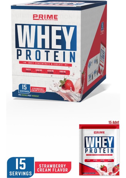Whey Protein Sachet 15 Saşe x 33 Gram Strawberry Craem - Whey Protein Tekli
