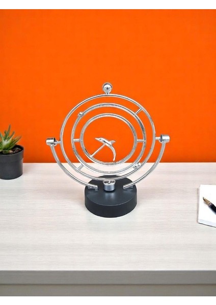 Yunus Balığı Figürlü Kinetik Orbital Dönen Küre – Masaüstü Dekoratif Denge Küresi | Ofis ve Hediye Için