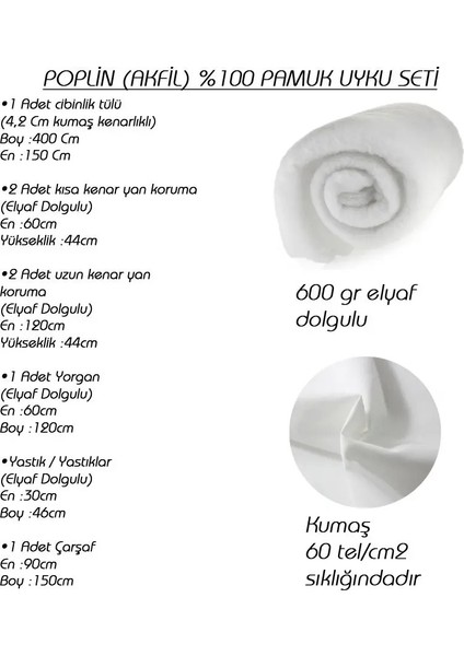 Ahşap Organik Beşik Anne Yanı Beşik 3 Kademeli Lüx Bebek Beşiği 60 x 120 cm - Krem Prenses Uyku Setli & Soft Yataklı