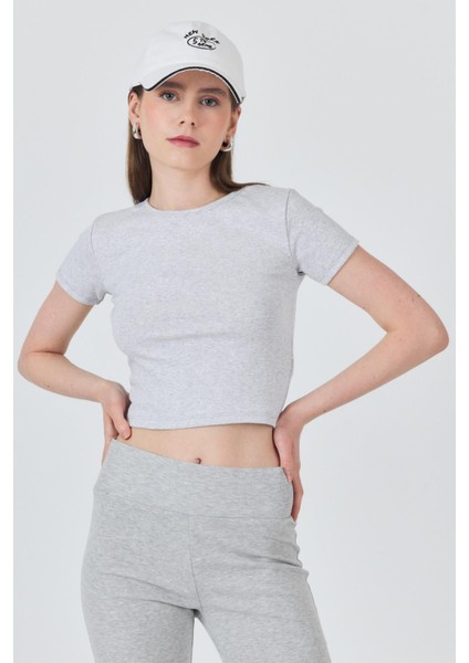 Karmelanj Slim Fit Bisiklet Yaka Crop Tişört 3058 fiyatları