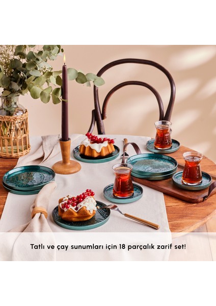 Teo Yeşil 18 Parça Pasta ve Çay Ikram Seti 132 ml