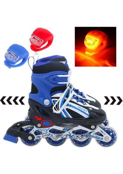 Paten Işıklı Boy Ayarlanabilir Alüminyum Gövde 2 Fonsiyonlu Çocuk Alıştırma Pateni LED Işıkı