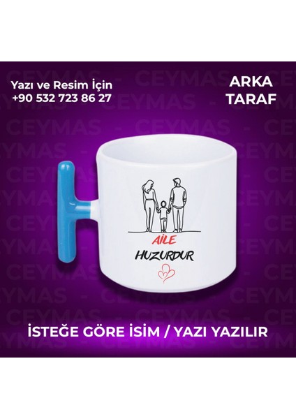 Kişiye Özel Isimli Aile Huzurdur Baskılı Hediyelik Renkli Kupa Bardak fiyatları