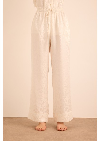 Jakarlı Ipek ,beli Lastikli Pijama Altı