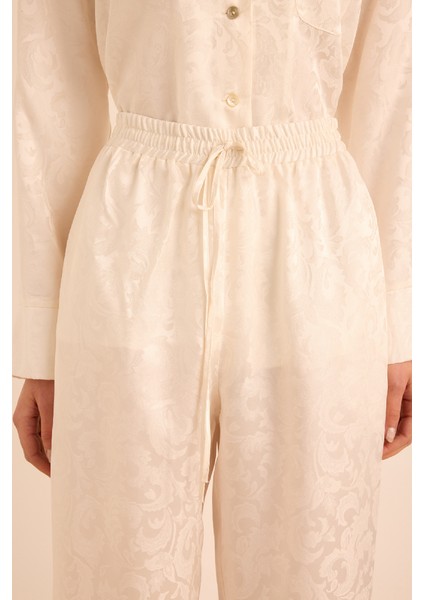 Jakarlı Ipek ,beli Lastikli Pijama Altı