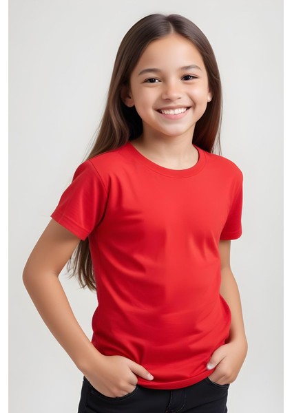 Kız Çocuk Yuvarlak Yaka Penye T-Shirt