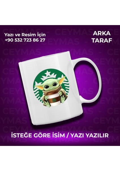 Kişiye Özel Isim Baskılı Baby Yoda Renkli Kupa Bardak fiyatları