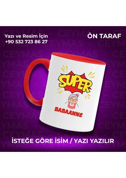 Babaannelere Özel Süper Babaanne Baskılı Renkli Kupa Bardak