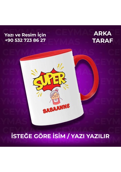 Babaannelere Özel Süper Babaanne Baskılı Renkli Kupa Bardak