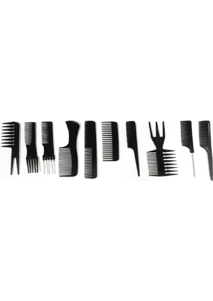 TR-C10 10'lu Profesyonel Kuaför Tarağı - Berber Tarağı Çantalı Set