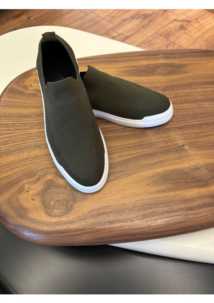 4224 Haki Triko Erkek Sneakers - Erkek Spor Ayakkabı