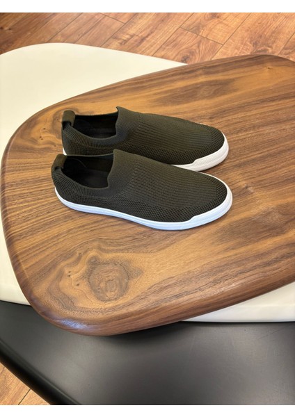 4224 Haki Triko Erkek Sneakers - Erkek Spor Ayakkabı