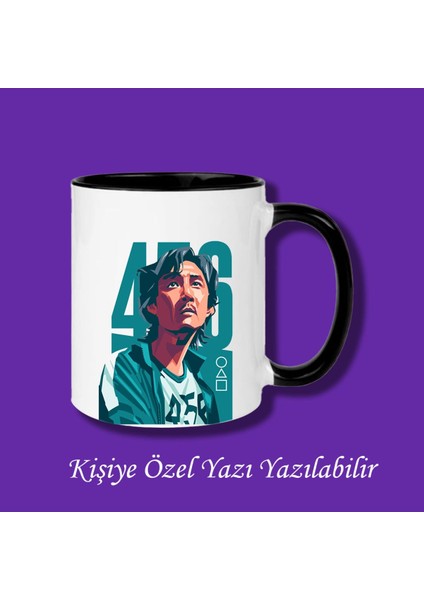 Isme Özel Squid Game Oyuncu 456 Baskılı Renkli Kupa Bardak