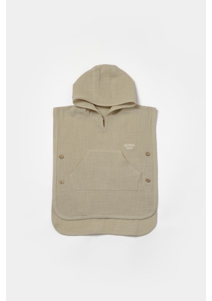 Unisex Çocuk Pamuklu Bej Müslin Panço Havlu