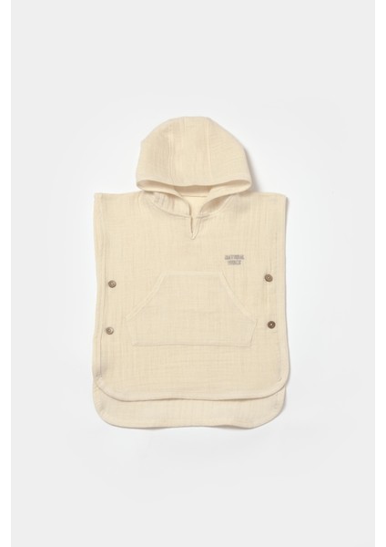 Unisex Çocuk Pamuklu Bej Müslin Panço Havlu