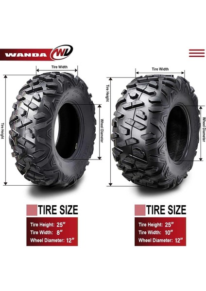 Set 25X8-12 ve 25X10-12 P350 6pr Atv Ön Arka Takım
