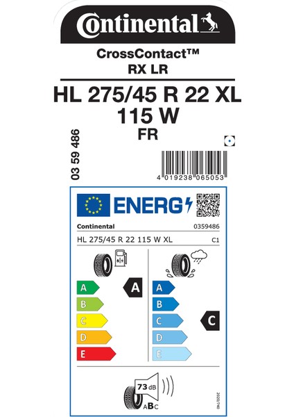 HL275/45 R22 115W Xl Fr Crosscontact Rx Lr Oto 4 Mevsim Lastiği (Üretim Yılı:2024)