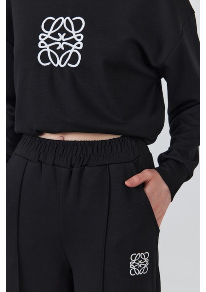 Siyah Nakış Detaylı Pantolon Takım 4013 fırsatları