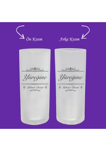 Isme Özel Yüreğine Gözlerine Baskılı Kişiye Özel Buzlu Bardağı