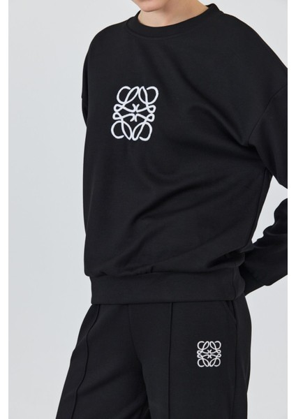 Siyah Nakış Detaylı Pantolon Takım 4013 modelleri