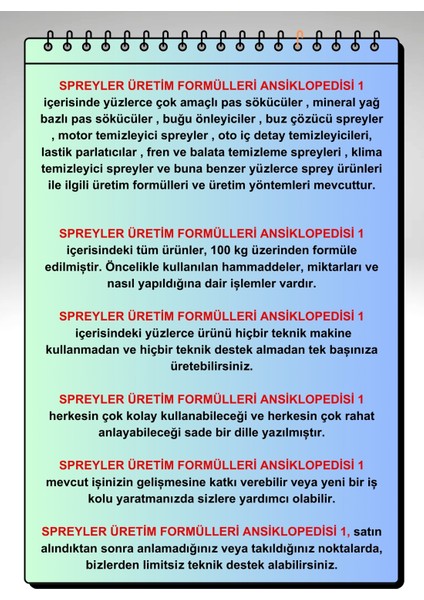 Gazlı ve Gazsız Spreyler Üretim Formülleri Ansiklopedisi -1 (Sprey Ürünleri Üretim Rehberi | 100+ Formül | Teknik Destekli Ansiklopedi [pas Sökücü, Temizleyici, Parlatıcı spreyler]) fırsatları