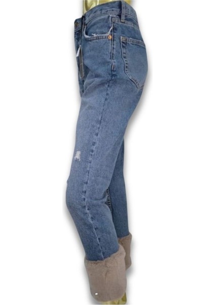 Zara S / 36 PELUŞ KÜRK DETAYLI PAÇA Bermuda Denim Kot Pantolon Jean KAPRİ fiyatları